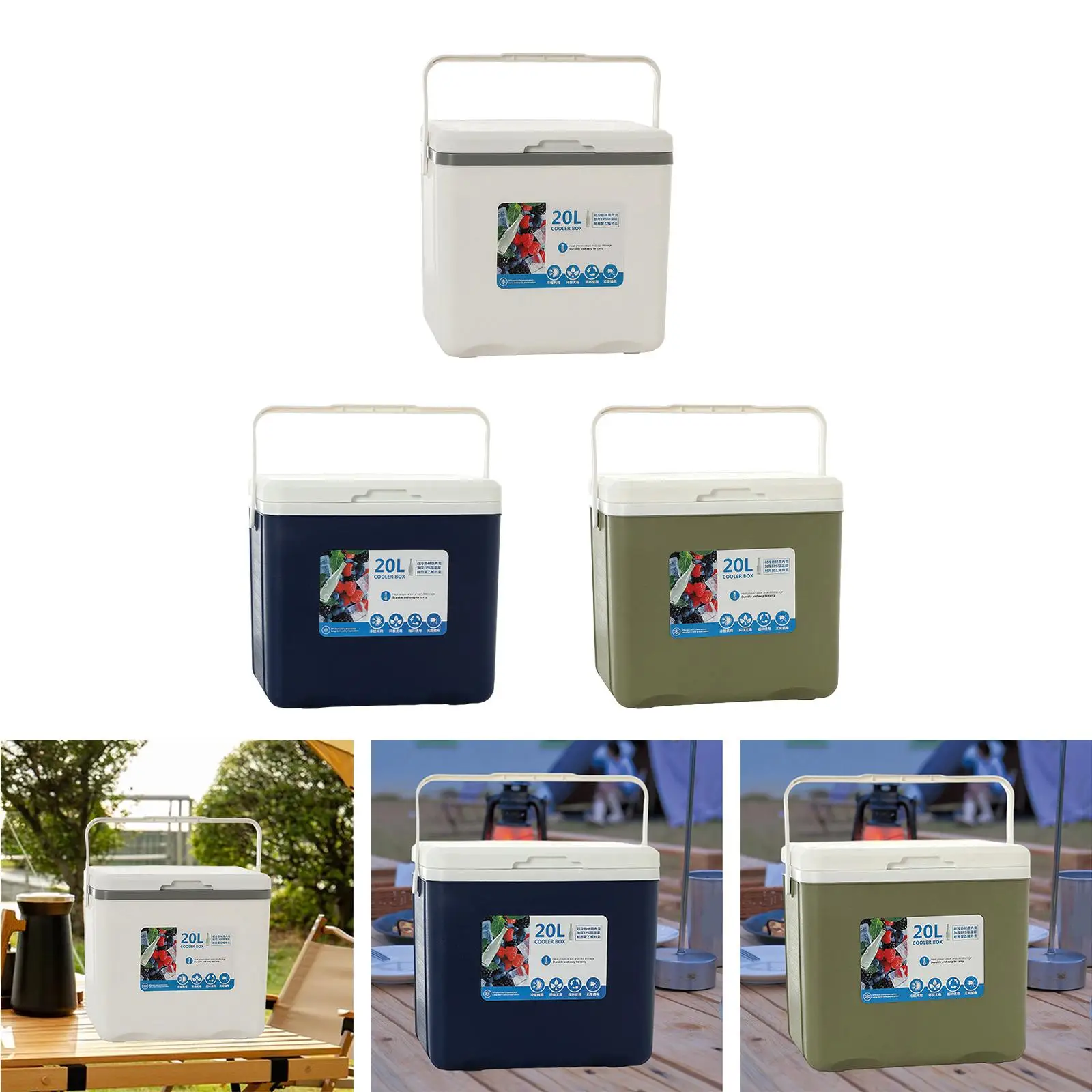 

Cooler Box Personal 20L Portable for Freeze/Hot Food Ice Chest Small Hard for Fishing Barbecue Commercial Stall Breast Milk