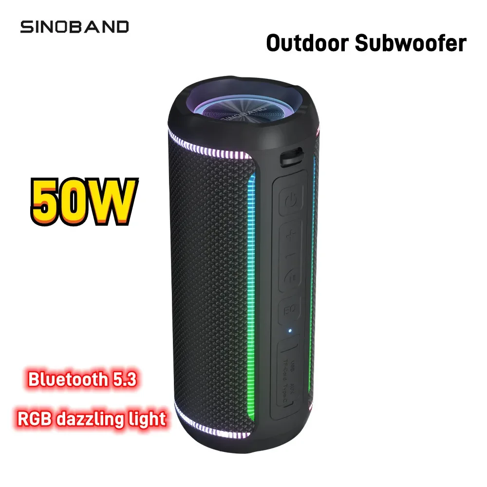 Outdoor Bluetooth Speaker Portable with RGB Lighting 3D Stereo Surround Outdoor Portable Powerfu Waterproof TWS Subwoofer XDOBO