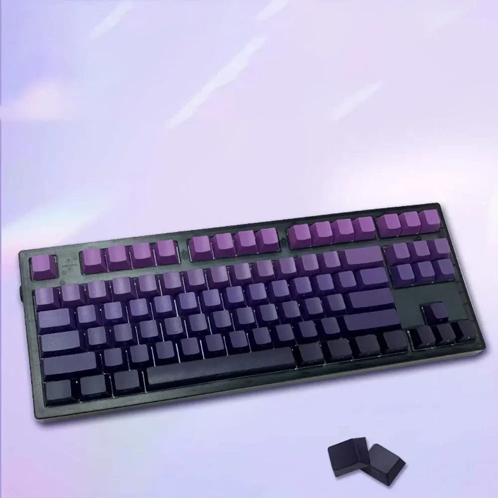 131 teclas roxo gradiente keycaps cereja altura pbt sublimação térmica diy para 61 87 98 104 108 teclas teclado mecânico