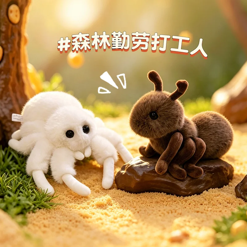 Simulation Black Spider Toy Jumping Spider Doll Ant Plush Crawling Pet Insect Decor Cute Reptile Plush Toy for Insect Enthusiast