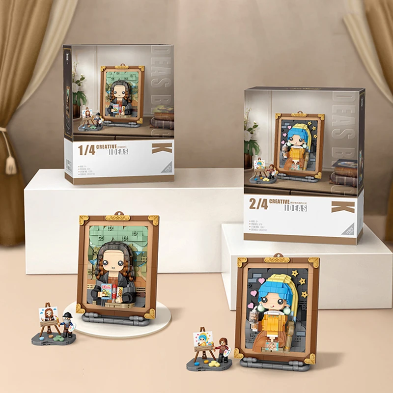 World Famous Oil Painting Model Building Blocks DIY Mona Lisa Hanging Painting Home Ornaments Children's Toys for Friends Gifts