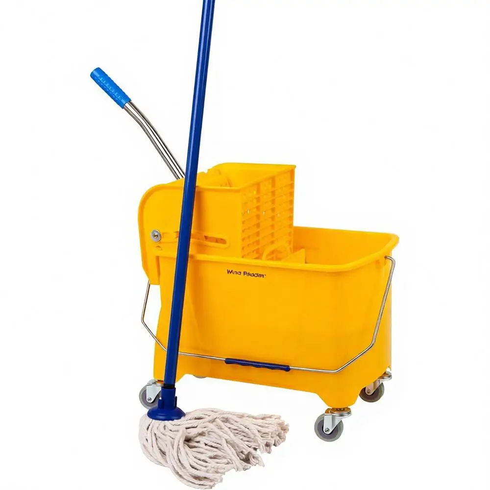 

5.5 Gallon Mop Bucket with Wringer and Wheels, Compact and Portable, Yellow