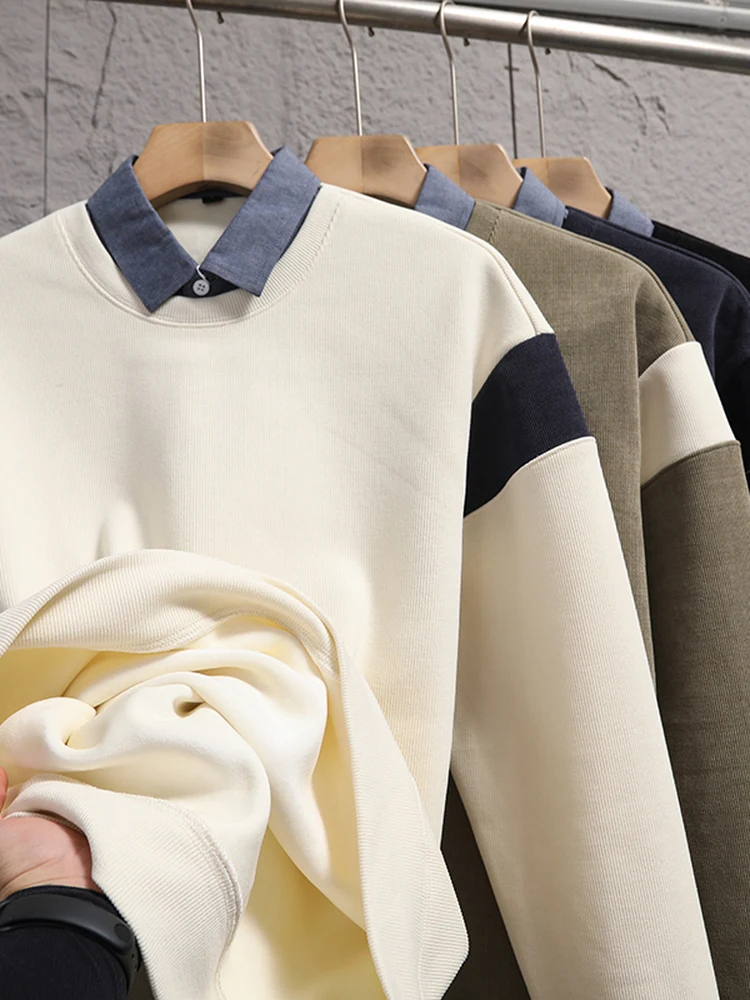 

Мужская повседневная толстовка с воротником-стойкой на флисовой подкладке, из комфортной мягкой ткани, приталенного кроя, с длинными рукавами, для осени и зимы