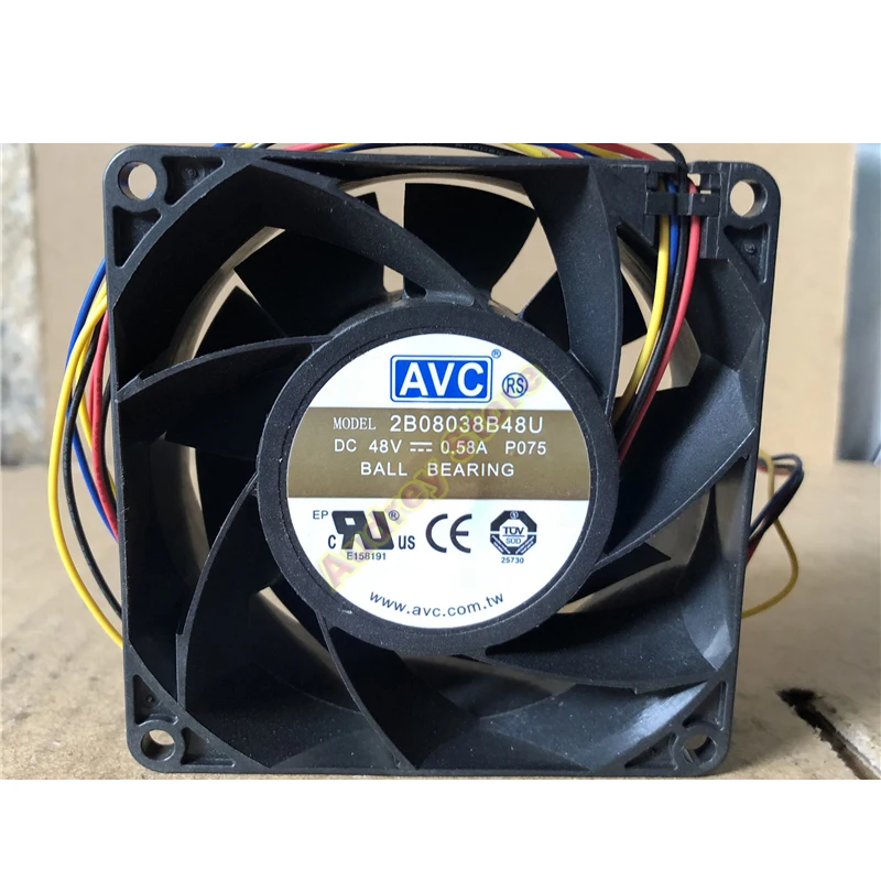 

Новый AVC 2B08038B48U 48В 0.58A 8 см 8038 4-проводной осевой потоковый Стандартный вентилятор воздуходувка