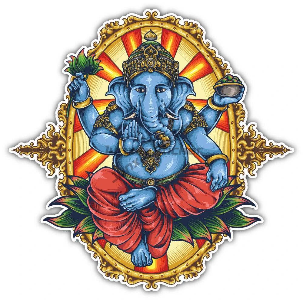 Ganesha Ganesh Lotus Buddha Ganesha Hindu Pantheon Head Elephant Indian Elephant Car Sticker Vinyl Self Adhesive WaterproofDecal