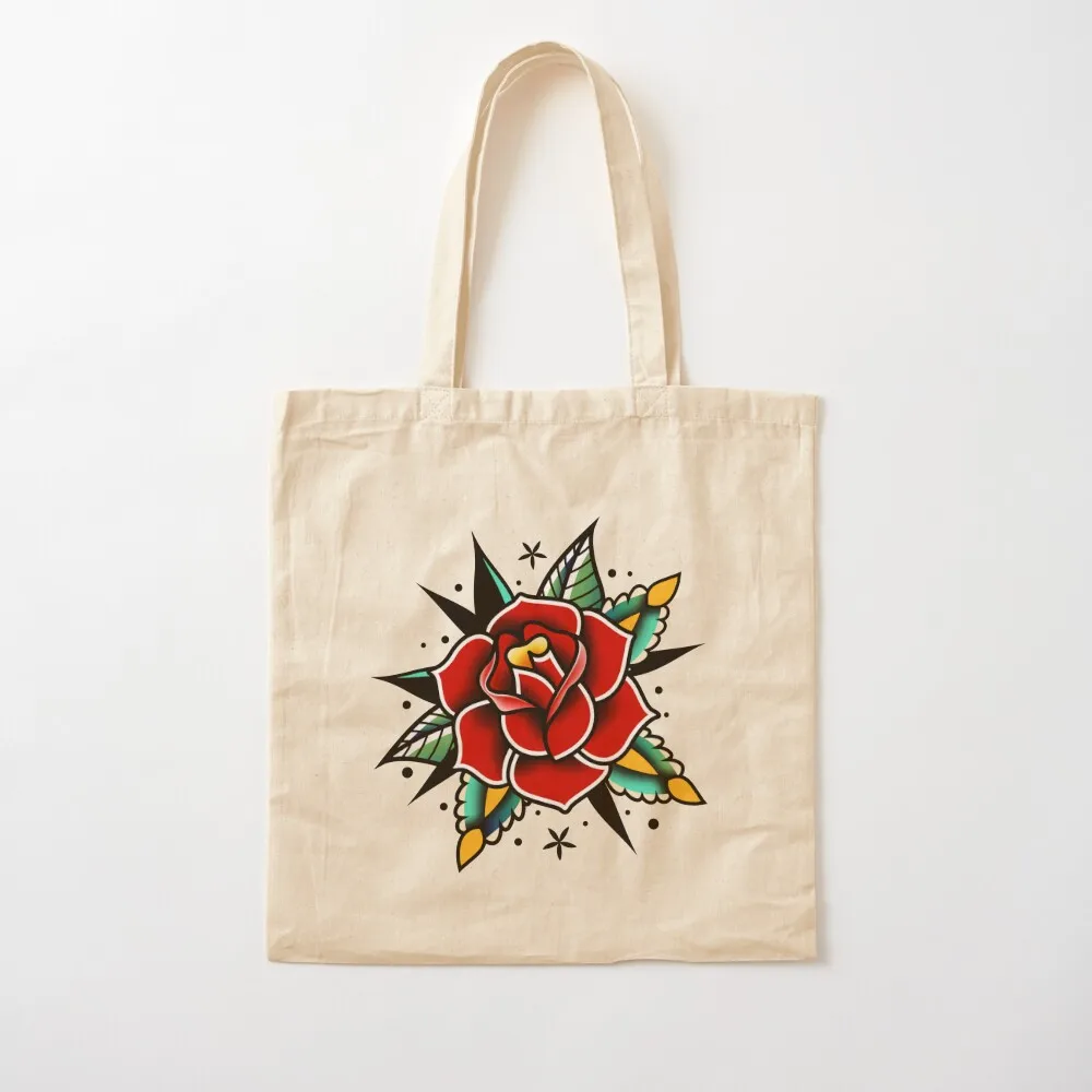 traditional old school tattoo rose Tote Bag tote bag screen Women's shopper bag custom bags tote men