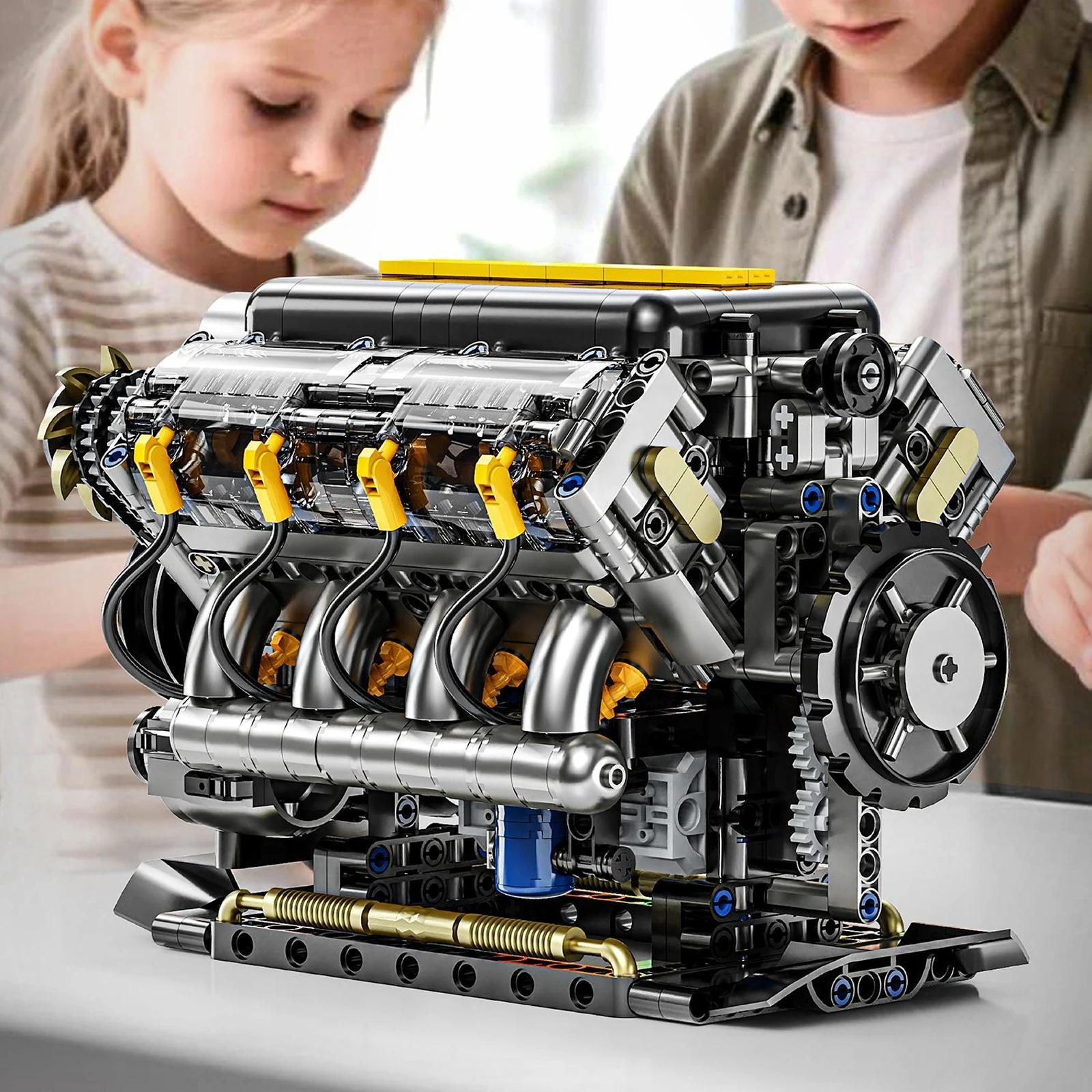 

Creative YC557 905Pcs Simulation V8 Engine Model Building Blocks Mechanical Assembly Bricks MOC Desktop Ornament Educational Toy