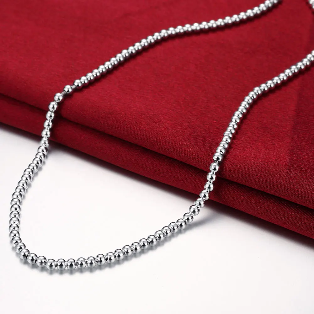 

Classic 925 Sterling Silver Necklaces Jewelry 18 Inches Hollow 4mm Buddha Beads Fashion Necklace For Women Christmas Gifts