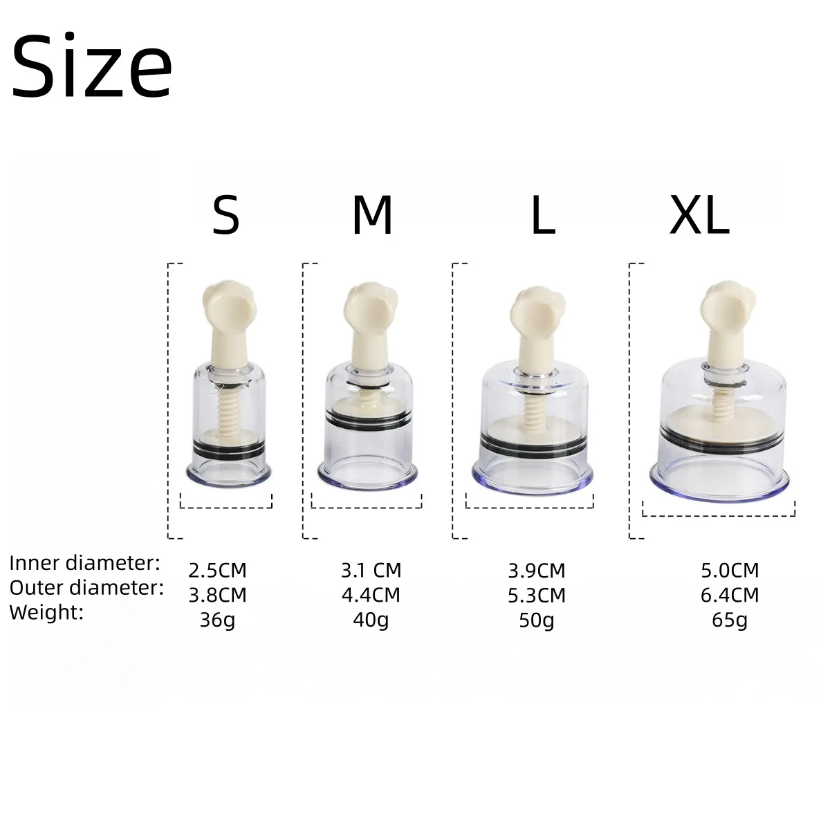 4 Sizes Rotating Handle Twist Suction Cupping Cup Nipple Enhancer Massage Vacuum Cans Suction Cup Anti Cellulite Massager view 3