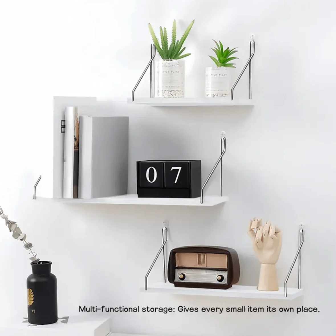 

Nordic Wooden Floating Wall Shelf, Christmas Home Wall Decor & Sundries Organizer