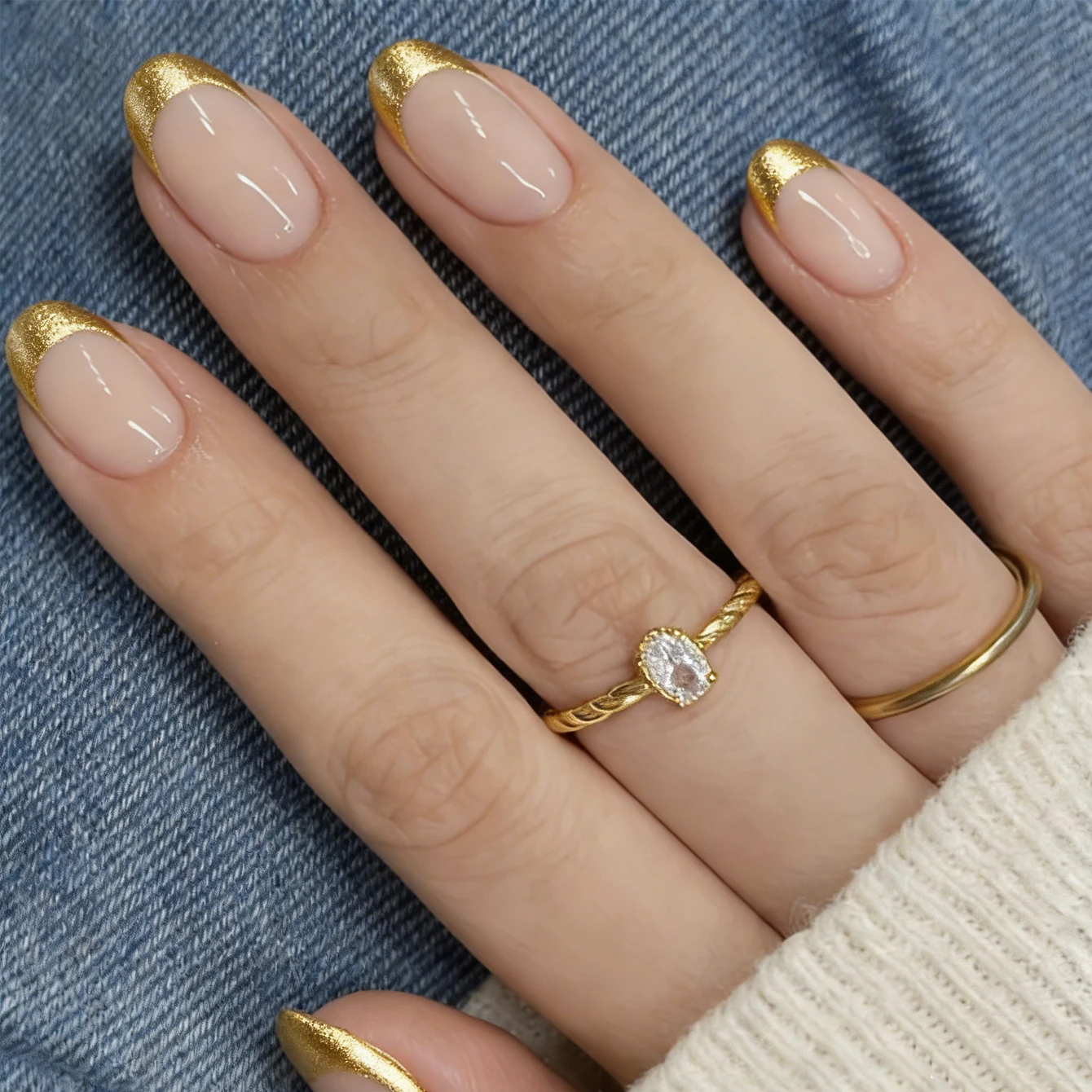 24 Stück - Französische Mandelnägel mit weißem Rand - Aufhellendes Nagelkunst-Set mit abnehmbaren Kunstnägeln für Festivals, Verabredungen und den täglichen Gebrauch – Detail 3