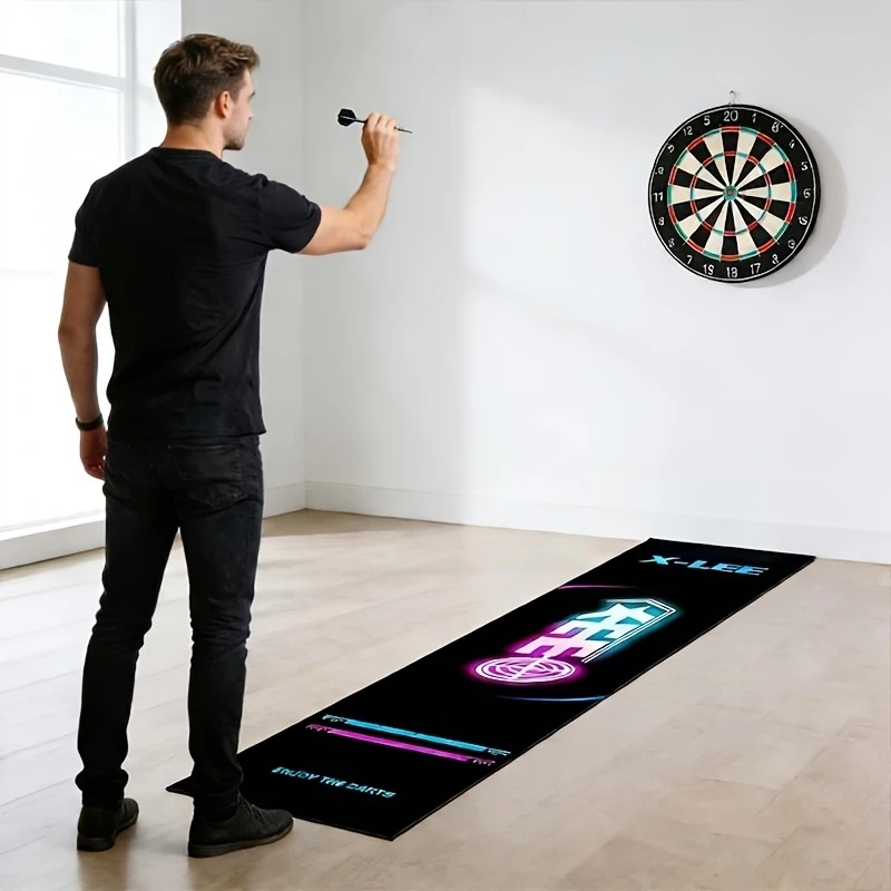 VIKAMA Neon Cyber Dart Mat Standard Throw Line Non-Slip Wear Resistant Floor Mat Game Room Bar Home Decor