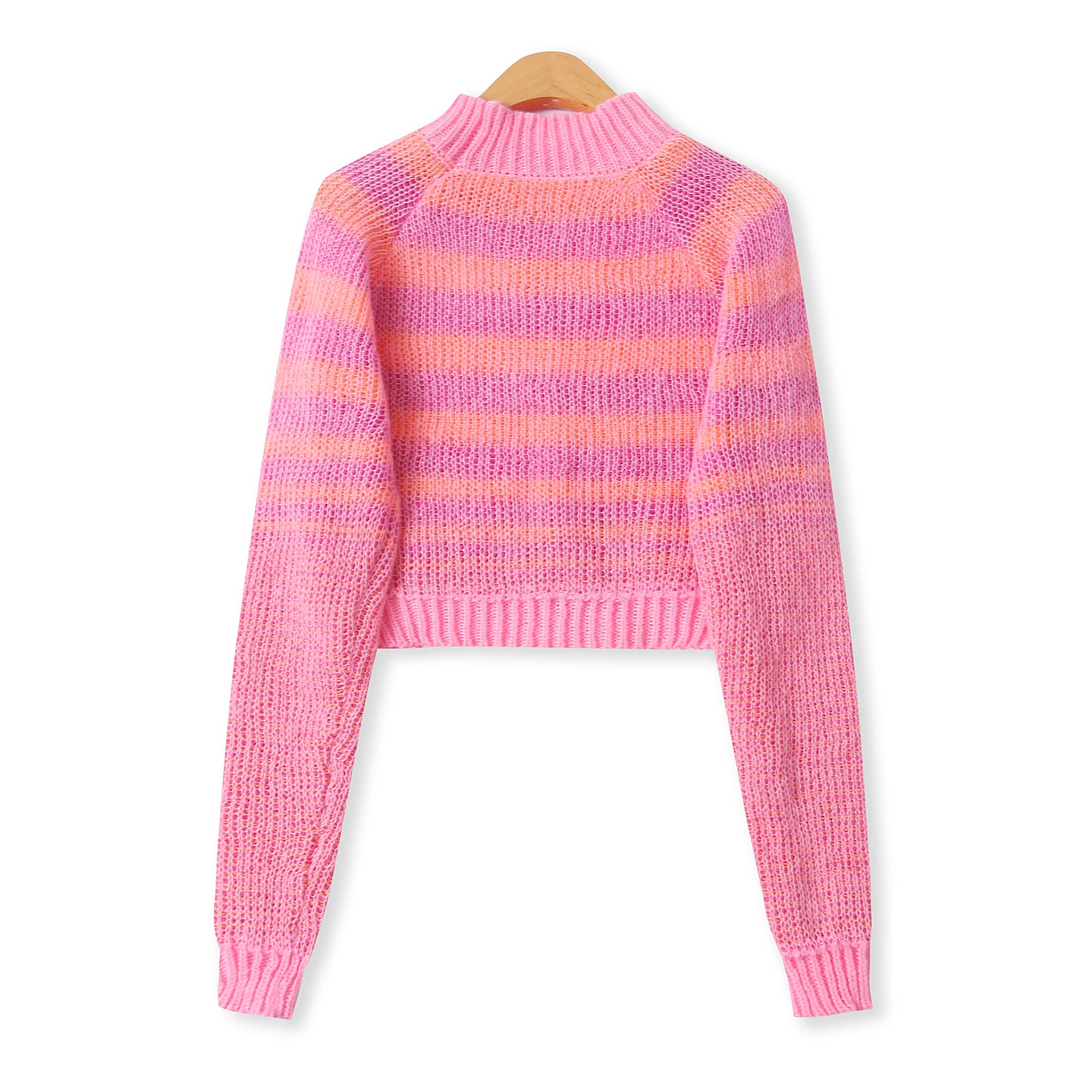 Oversized Long Sve adient Color Camere Sweater Women's f High Collar Pullover Autumn New Sle Striped Pattern