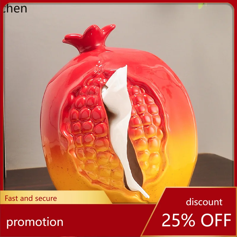 

Cz high-end chinoiserie pomegranate ceramic tissue box living room dining table tissue box coffee table ornaments paper