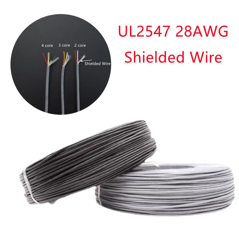 2M UL2547 Shielded Wire 28AWG Multi-Core Signal Cable 2/3/4 Core Copper Audio Control Wire for Headphone Amplifier USB Data