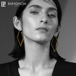 Enfashion Jewelry Geometric Big rhombus Earrings Gold color Stainless steel Long Drop Earrings For Women Earings EB171035