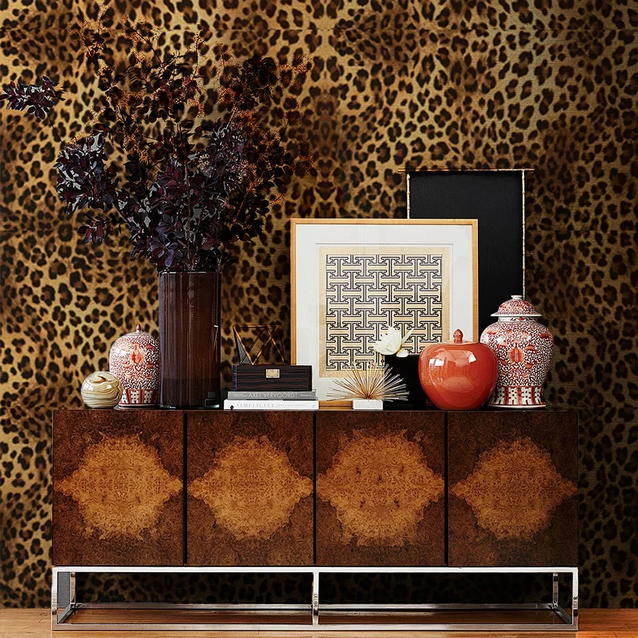 ليوبارد طباعة ذاتية اللصق خلفية للمنزل الديكور غرفة الطعام غرفة المعيشة غرفة نوم التلفزيون حائط الخلفية ملصق PVC #6
