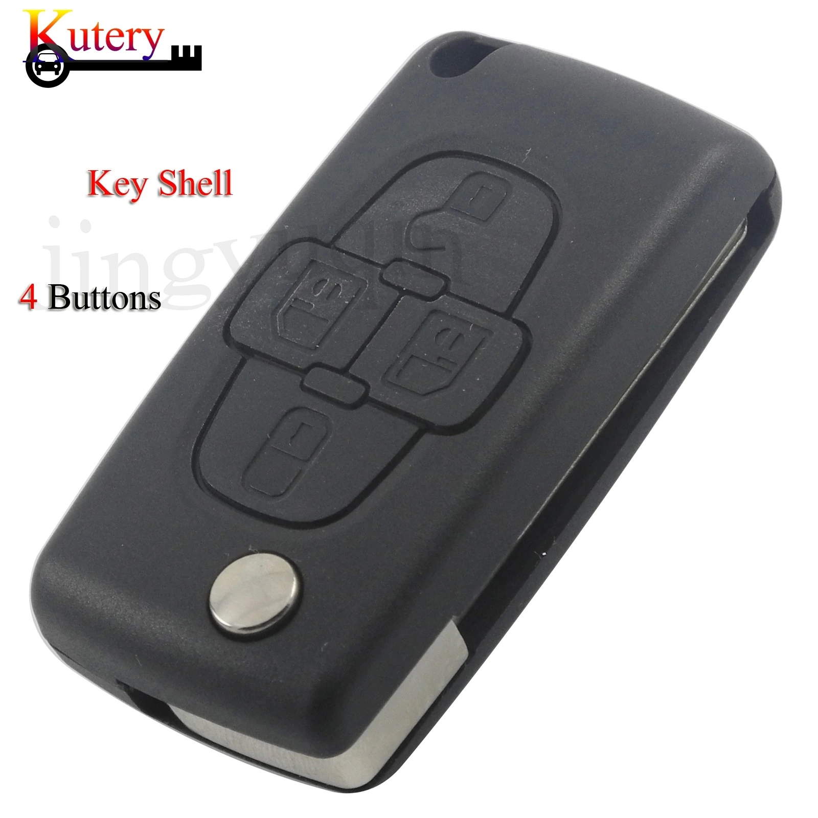 jingyuqin 10pcs/Lot Folding Remote Car Key Shell For Citroen For Peugeot 4Buttons With VA2/HU83 Blade For CE0523