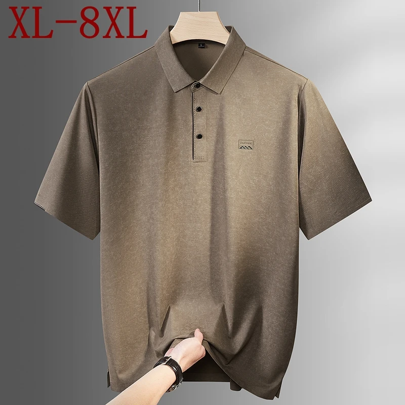 

8XL 7XL 6XL 2026 New Summer Top Grade Menswear Clothing Cool Breathable Polo Shirt Man Casual Loose Mens Shirts Fashion Polos