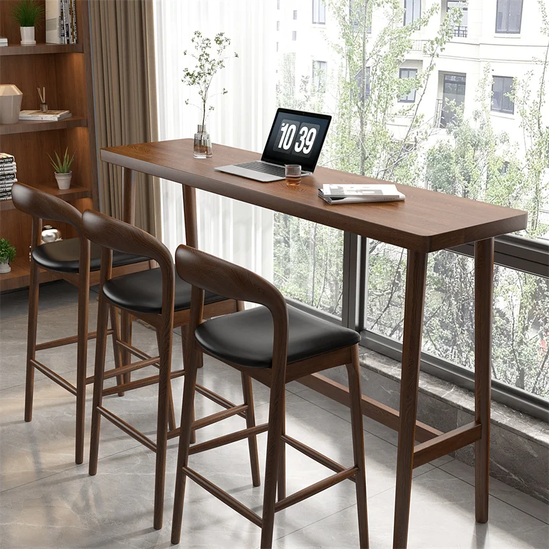 

Leisure balcony window solid wood bar table household partition long table bar milk tea