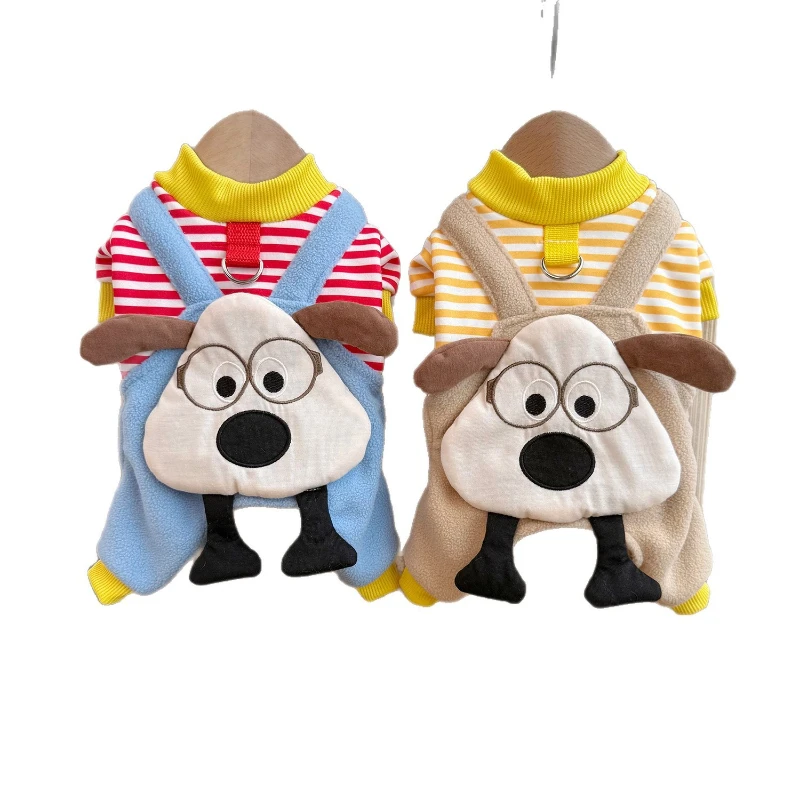 

Dog Pajamas Warm Winter Clothes Four Leg Small Medium Puppy Cat Outfit Thick Cozy Soft Fleece Sleepwear Indoor Home Pet Apparel