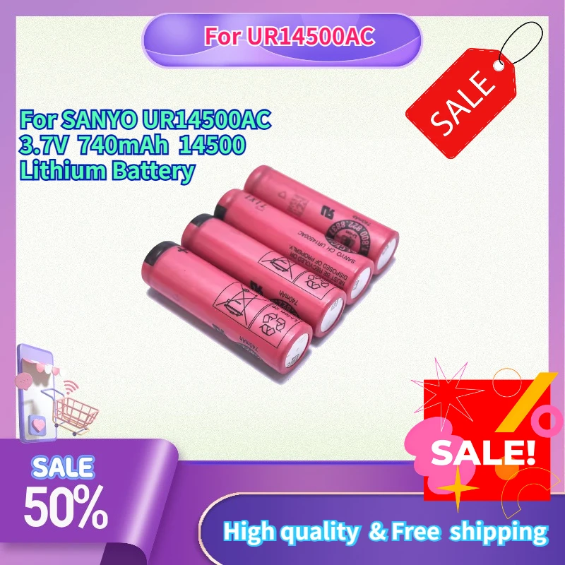 For SANYO UR14500AC 3.7V 740mAh 14500 Lithium Battery Genuine New