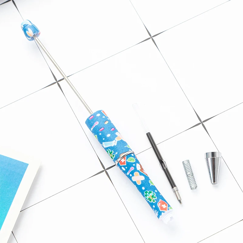 قلم حبر جاف مطرز بالخرز من البلاستيك ، أقلام غزل مطرزة بالخرز ، يوم الممرضات ، تصنعه بنفسك ، بيع بالجملة ، 12 أو