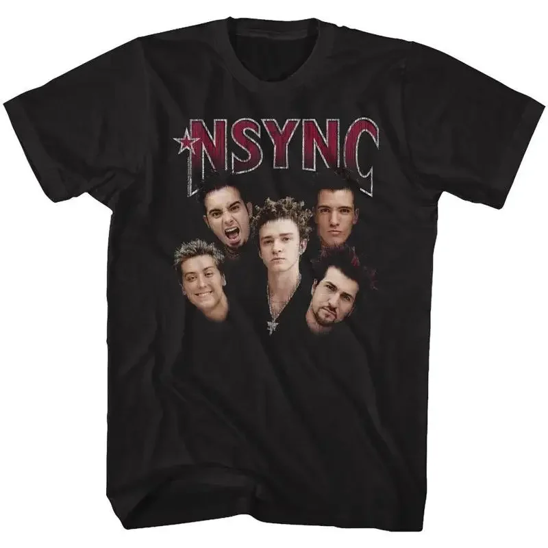 Nsync T Shirt Timberlake Boy Band Group Shot Sizes Sm 5Xl 100 Black Cotton