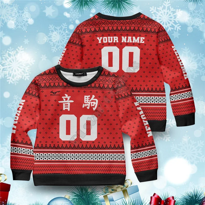 

Custom You Name Team Nekoma Christmas 3d print Hoodies Pullover Boy For Girl Long Sleeve Shirts Kids Christmas Sweatshirt