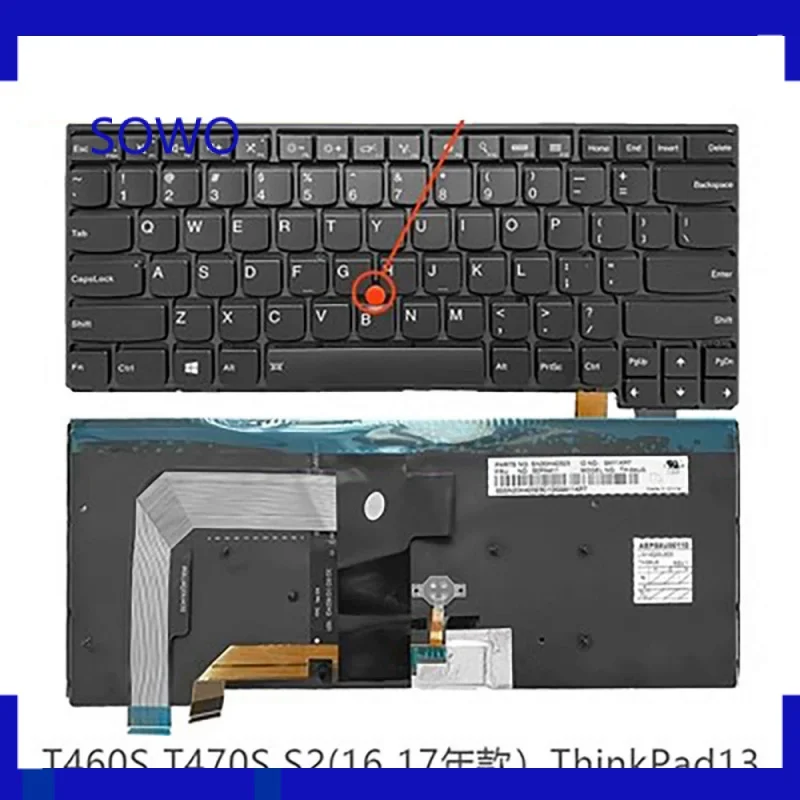 لوحة مفاتيح بإضاءة خلفية لـ Lenovo Tthinkpad 13, T460s, T470s, S2, 47, 47, جديد