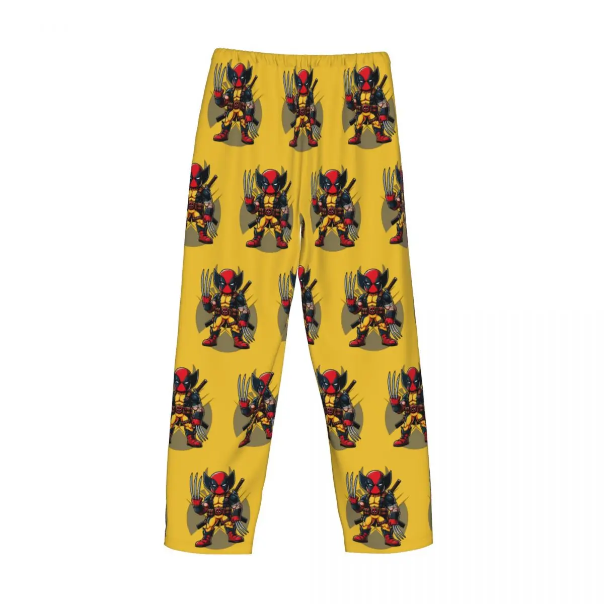 Pantalones de pijama clásicos personalizados con animación de Deadpool y Wolverine, ropa de dormir elástica con bolsillos para dormir y salón de dibujos animados para hombre