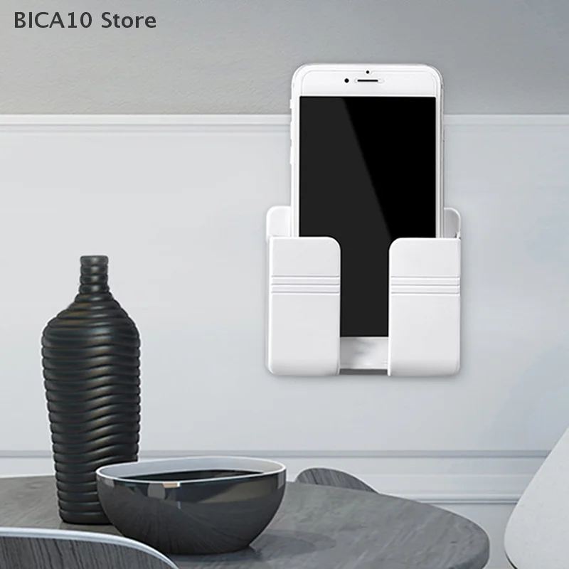 Wall Mounted Storage Box Mobile Phone Plug Holder Stand Rack Plastic Remote Control Storage OrganizerCase For Air Conditioner TV