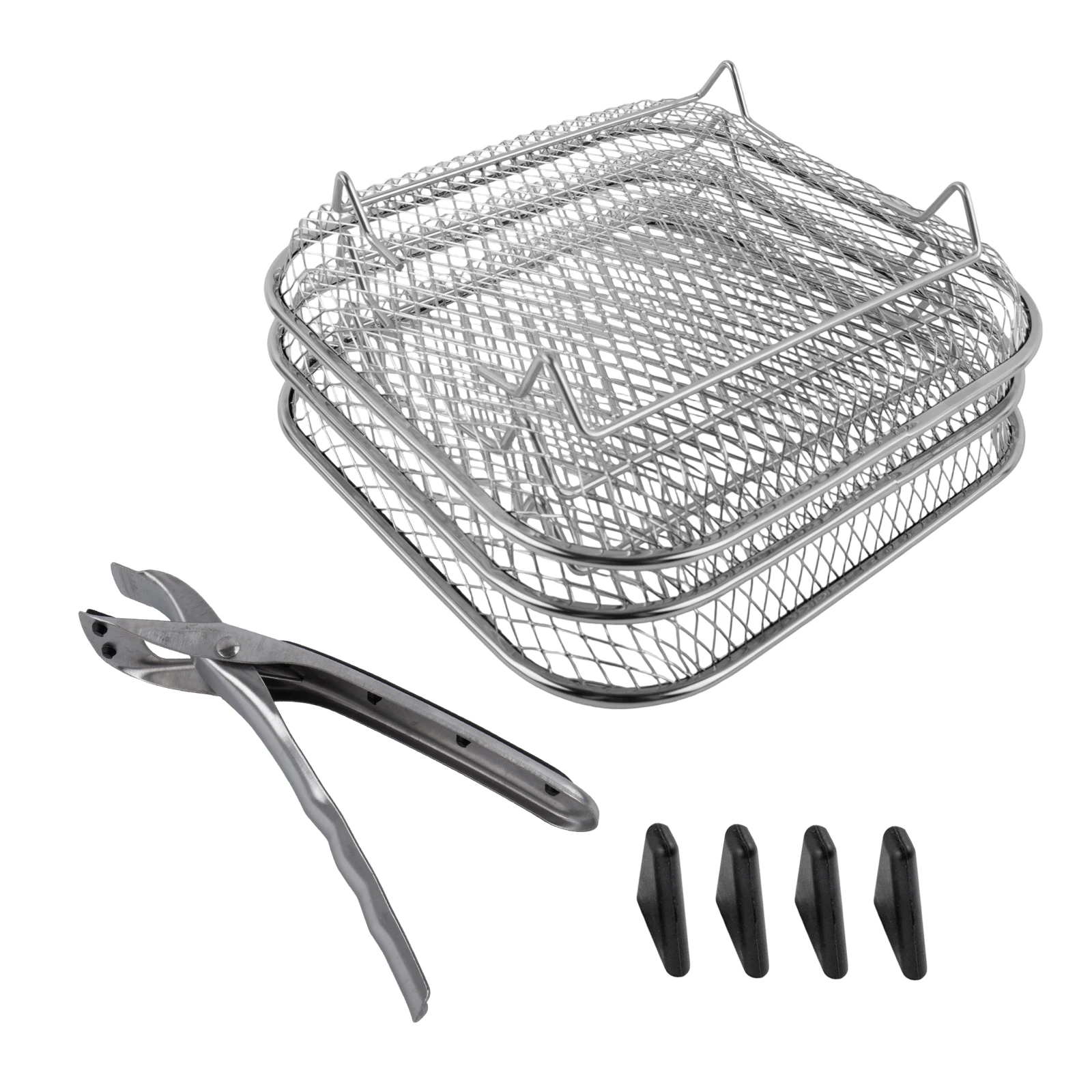 

Cooking Grid 19.5x13.5x9cm Rectangular Stackable Rack Set 304 Stainless Steel Construction Crispy Texture Cooking