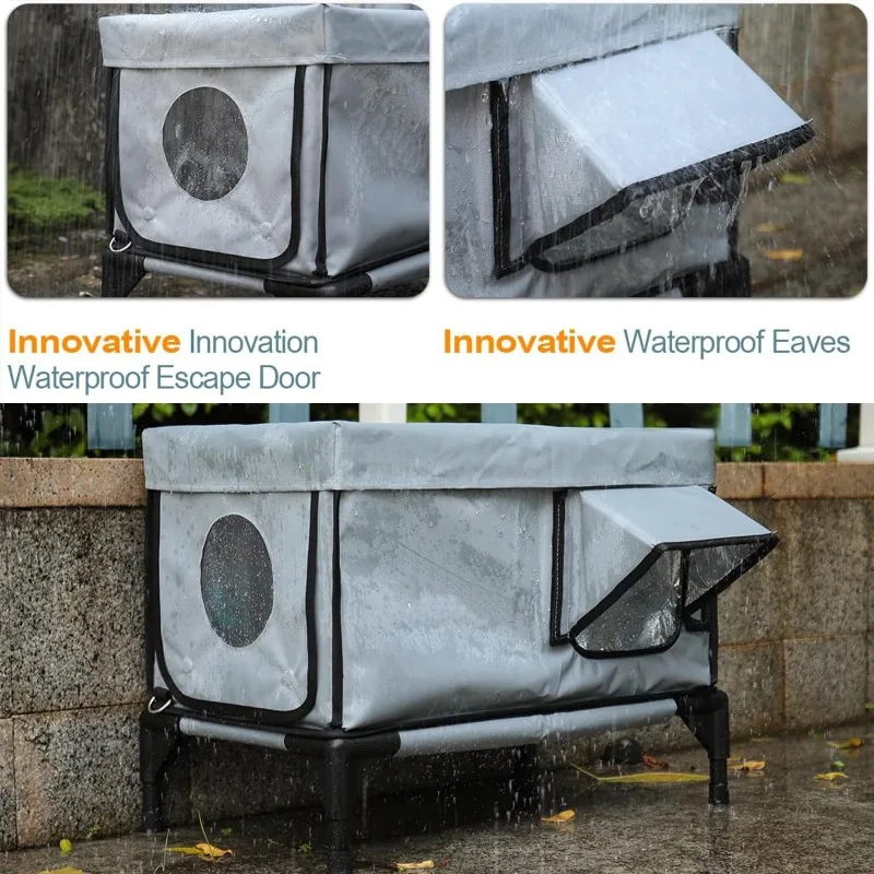 Winter Warm Electric Heating Outdoor Cat House, Windproof Rainproof Scratch-Proof Cat Bed for Pet Dogs and Cats