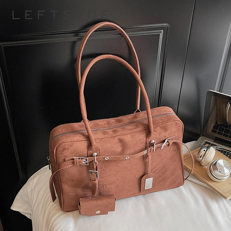 

LEFTSIDE Women PU Leather Shoulder Bag 2025 Winter Retro Underarm Bag Luxury Designer Trend Female Simple Handbags and Purses