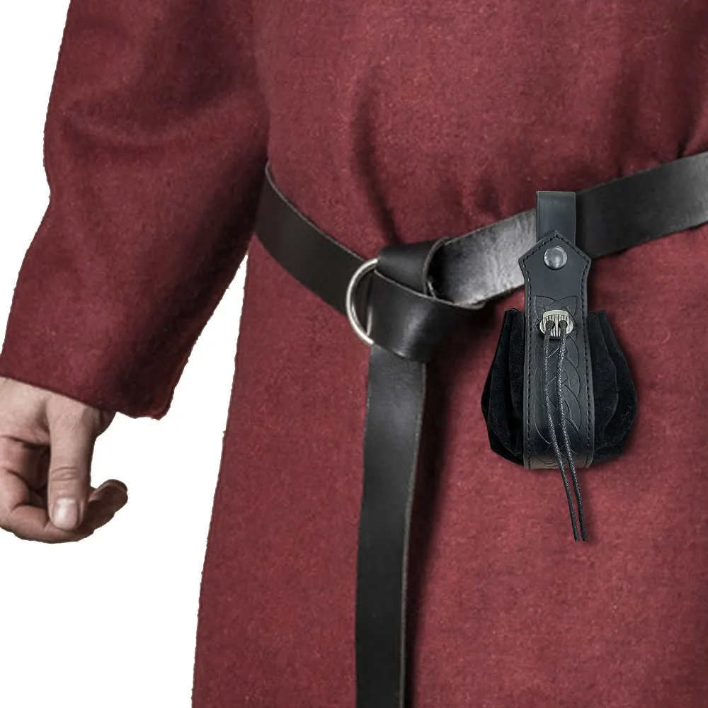 Faux Leather Medieval Belt Bag Vintage Drawstring Nordic Portable Coin Purse Portable Adjustable Drawstring Pouch Cosplay