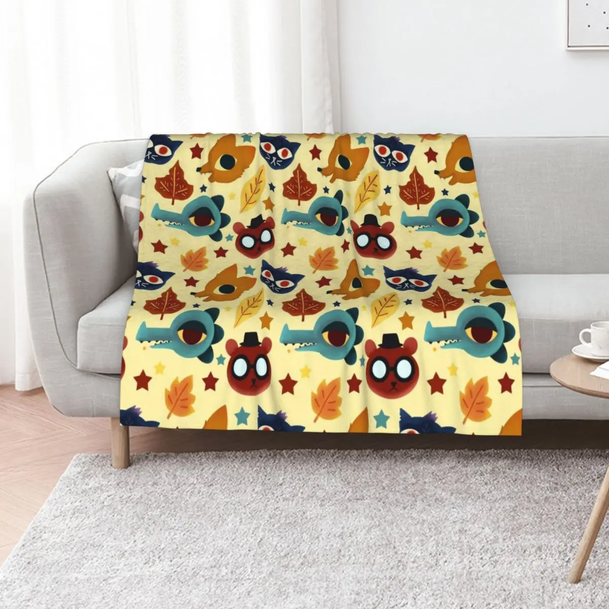 Night in the Woods Fall Pattern Throw Blanket Polar Furrys halloween valentine gift ideas Blankets