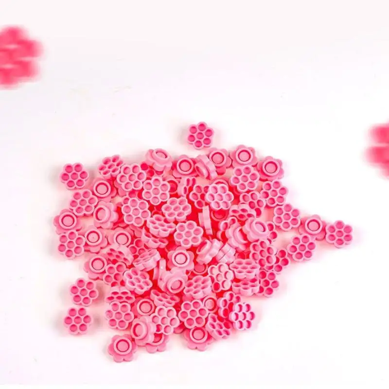 Eyelash Glue Holder Flower Design Pink 7 Holes Reusable Easy Carry Lash Adhesive Stand for Lash Technician