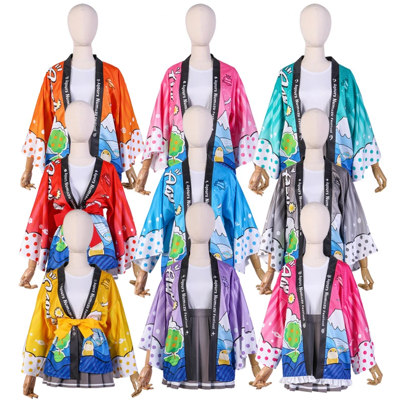 Love live sunshine aqours NumazTakami Chika kurowa Ruby Watanabe you haori yukata outfits anime cosplay costumes