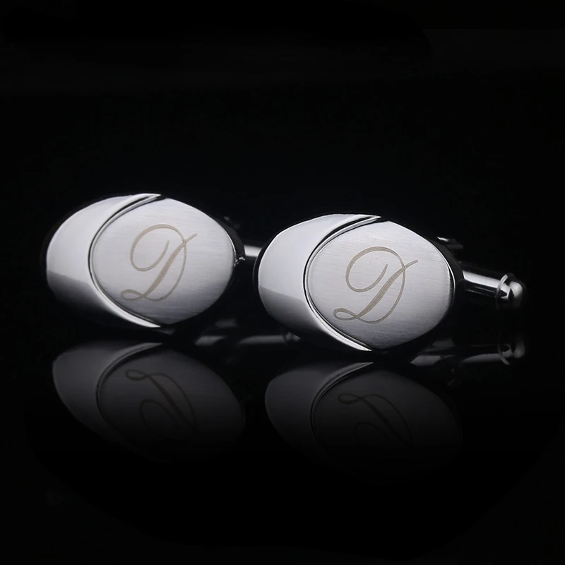 Custom Initials Name Cufflinks Gemelos Personalizados Boda Silver Wedding Party Mens Jewelry Laser Engraver Letters Gift Buttons