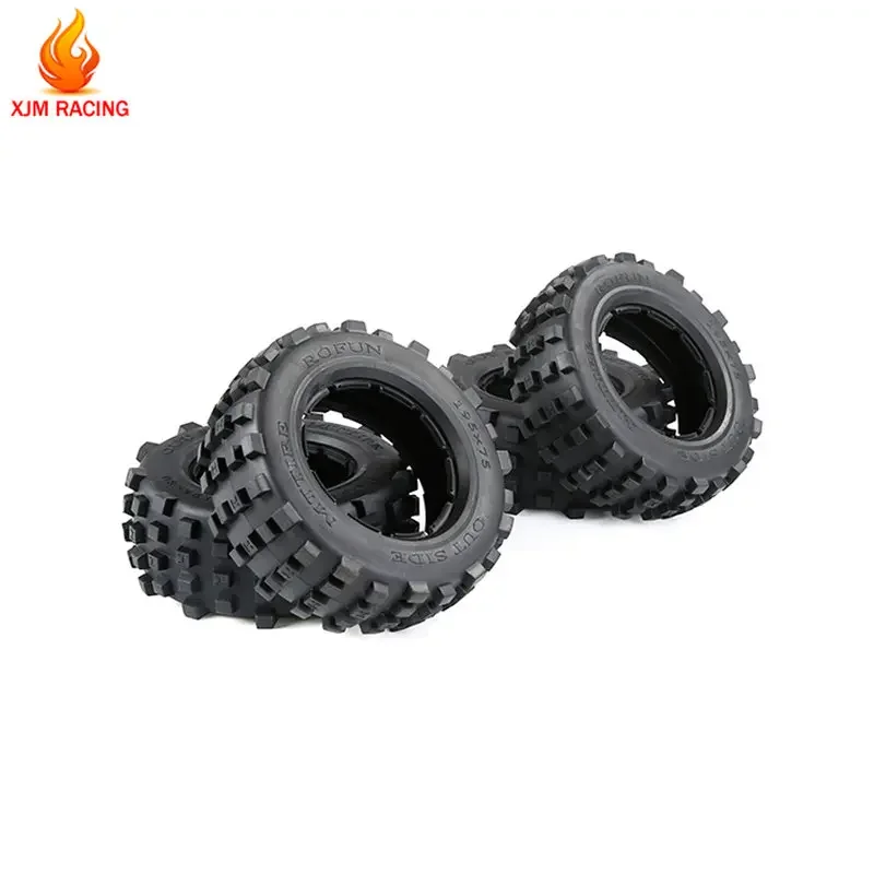 Knobby 전면 후면 휠 타이어 스킨 4 개/대 1/5 HPI ROVAN BAJA KM ROFUN BAHA 5T 5SC 5FT LOSI DBXL 트럭 RC 자동차 부품