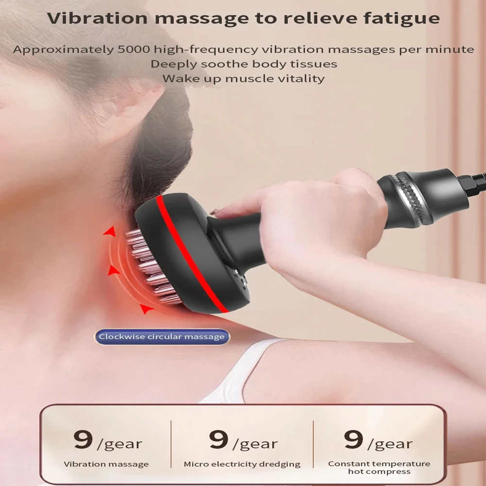 Electric Meridian Brush Gua Sha Body Massager Vibrate Microcurrent Hot Compress Scraping Lymphatic Drainage Machine Fat Burner