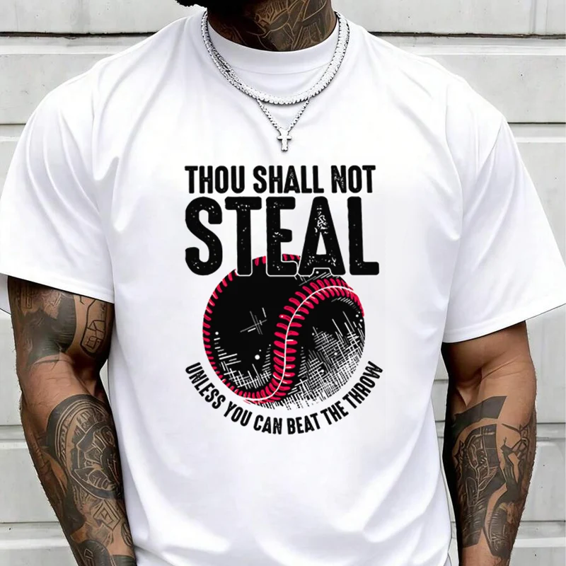 Men's Women Summer Thou Shall Not Steal Baseball T-shirt Short Sleeved Casual Basic TShirt Round Neck Solid Color Unisex Tops