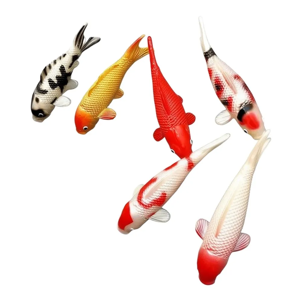 6PCS Artificial For Koi Fish Figurines for Aquariums Built from Long Lasting Plastic Material for Continuous Underwater Display