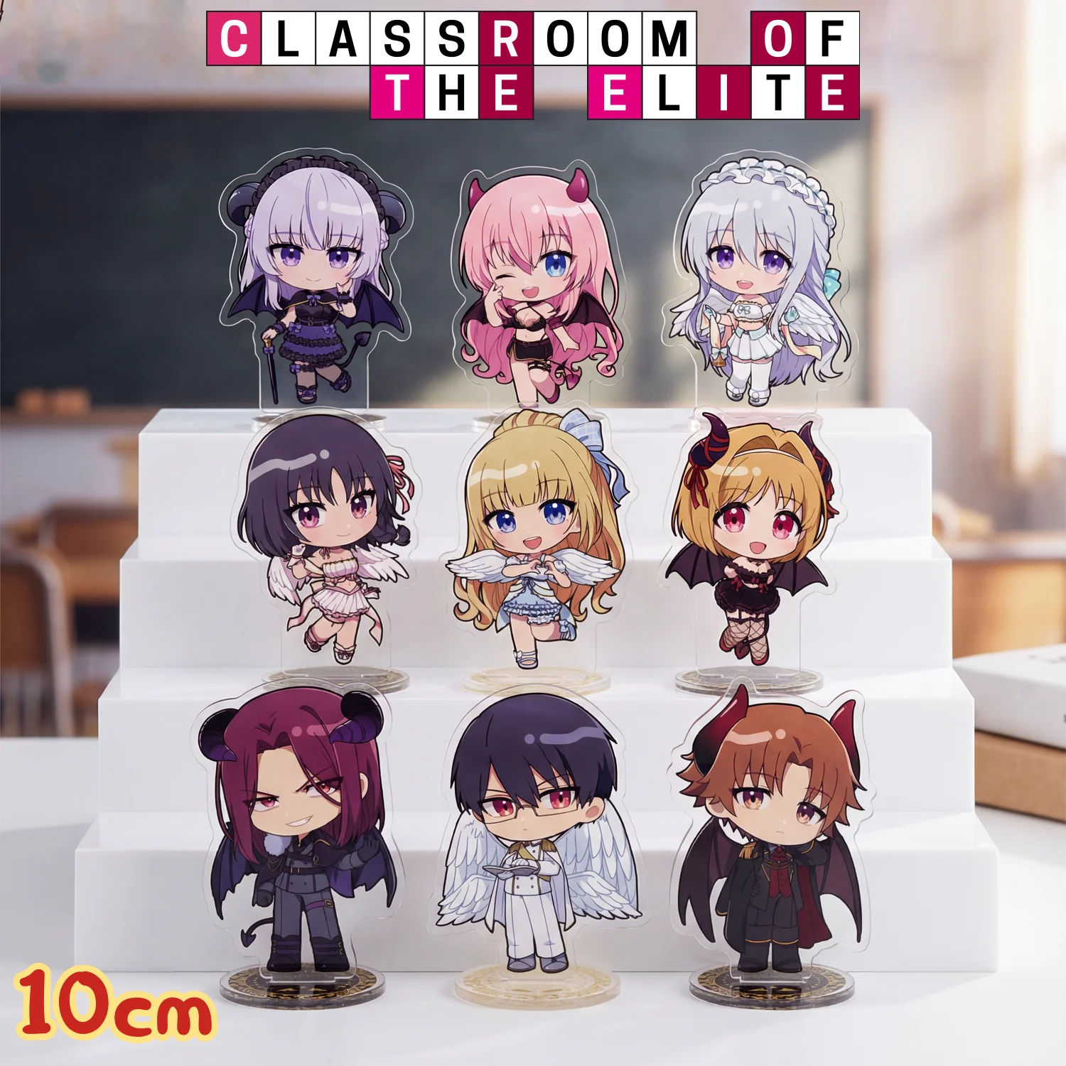 Anime 10cm Classroom of the Elite Acrylic Stand Chibi Figure Ayanokoji Suzune Kei Angel Demon Desk Decor Collectible