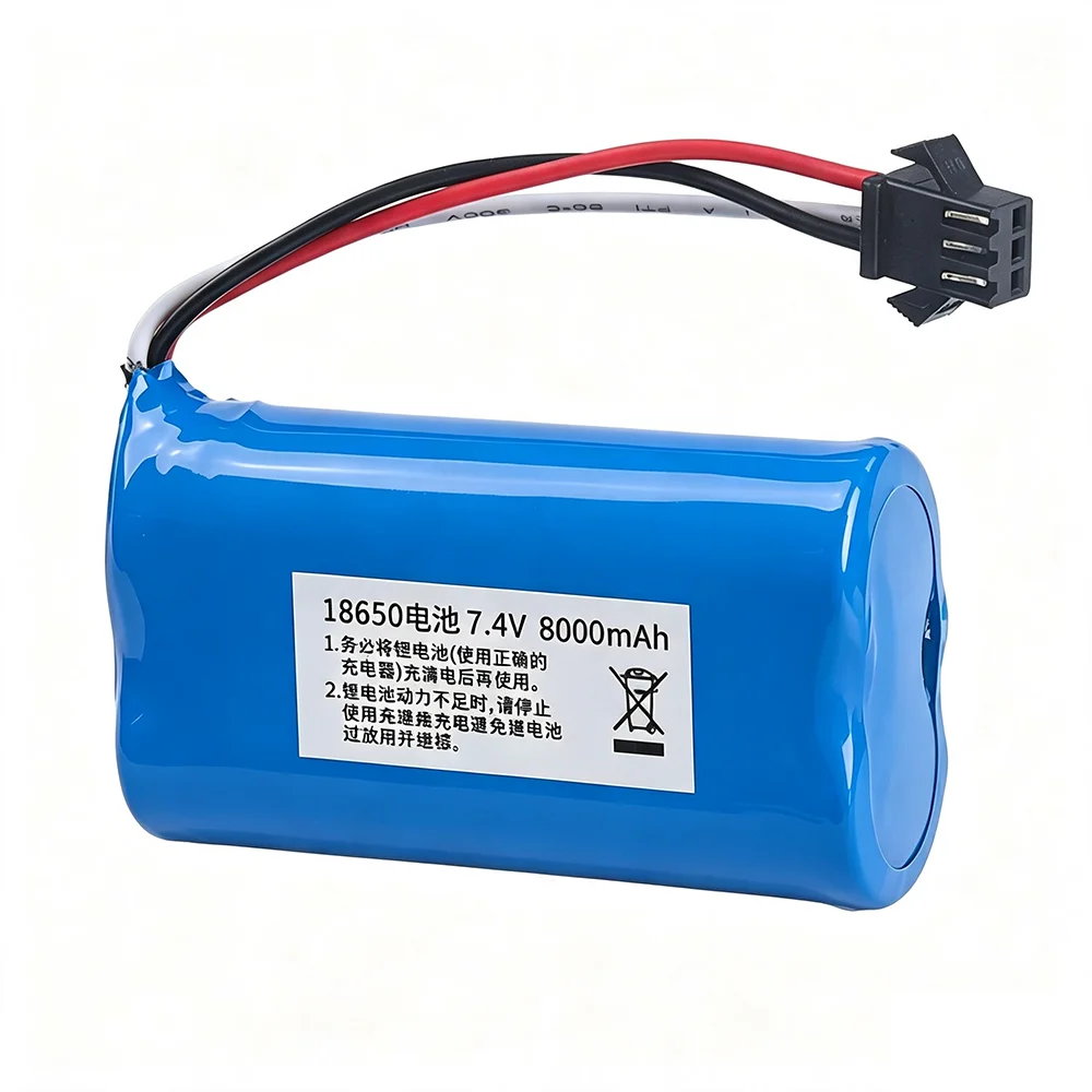 1 TO 5PCS 2S 18650 20C SM-3P Plug Upgrade 7.4V 8000mAh Li-ion Battery For MN82 MN128 MN78 LC79 Remote Control Car Battery