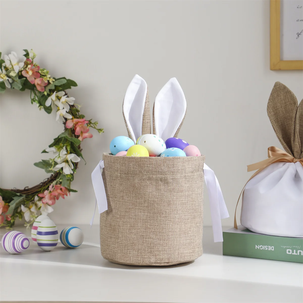 Easter Bags Bunny Ears Basket Candy Bag Gifts For Kids Tote Bunny Buckets Eggs Toy Bag Happy Easter'S Day Favor Bags Home Decor