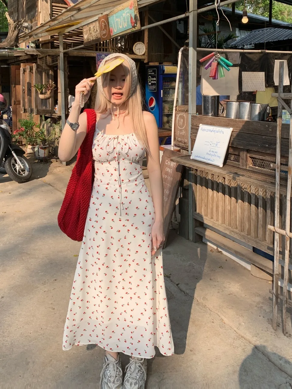 

plus Size Floral Print off Shoulder A-Line Dress Women's Summer Slimming Waist Cinched Holiday Long Dress Korean Style High W...
