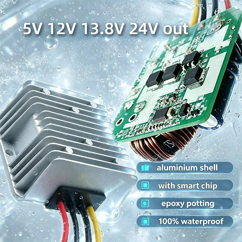 Voltage Converter 12V 24V Step Down to 5V 20A Reducer Buck Power Regulator Waterproof Module Transformer for Golf Cart Club Car