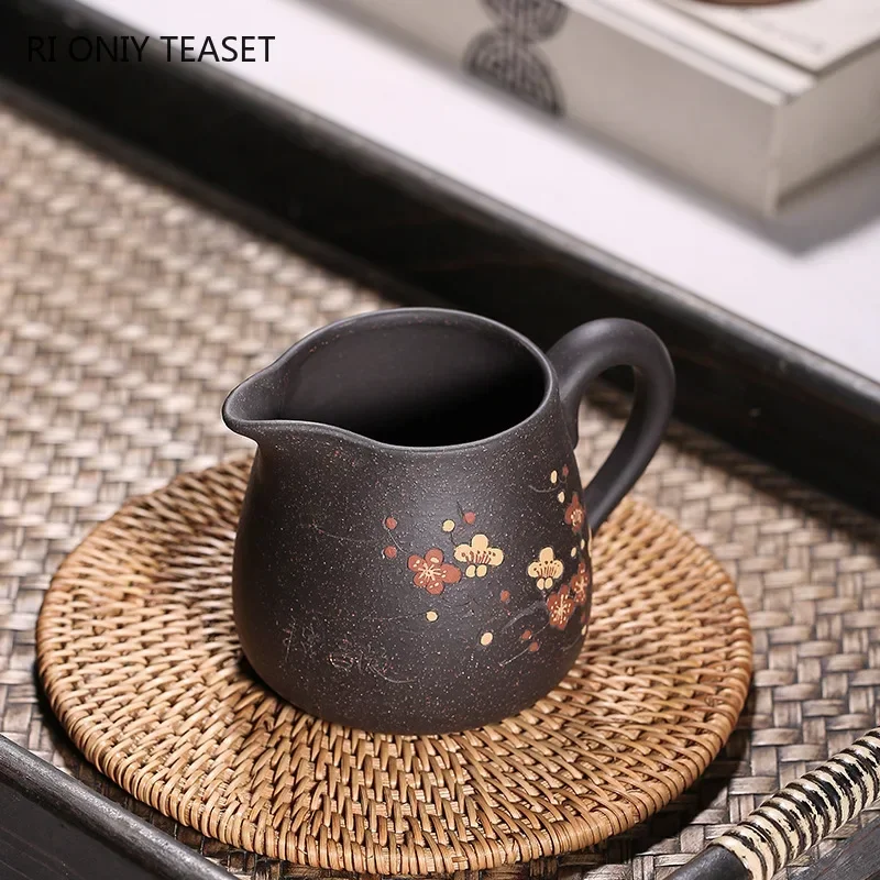 210ml Authentic Yixing Purple Clay Fair Cup Cha Hai Master Hand-carved Plum Blossom Teacup Tea Set Accessories Master Cup